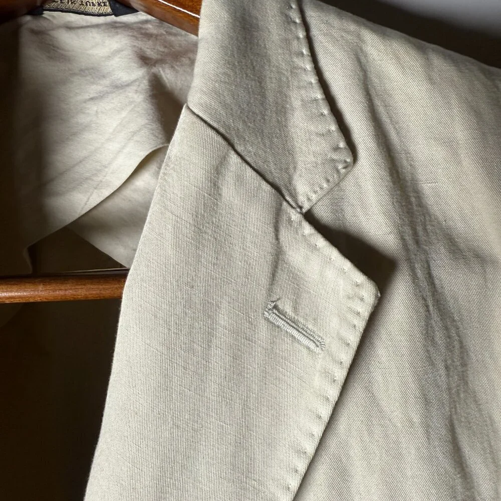 Banana Republic Blazer Sport Coat Mens 44R Beige Cotton Linen